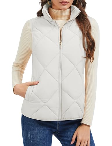 MAGCOMSEN Womens Quilted Winter Puffer Vest Lightweight Warm Coats Zip