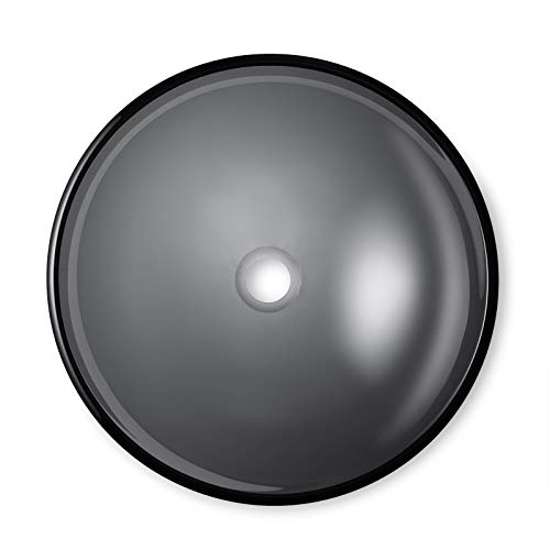 Miligore Modern Glass Vessel Sink - Above Counter Bathroom Vanity Basin Bowl - Gray - Thumbnail 2