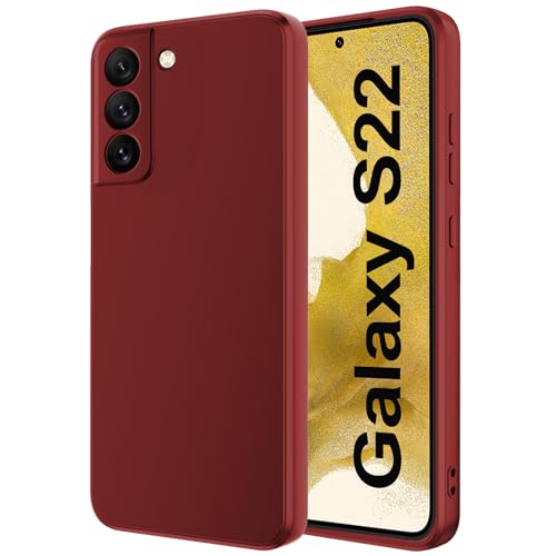 Qasyfanc Coque Protection Caméra pour Samsung Galaxy S22, Coque Samsung S22 5G Silicone, Housse de Protection Antichoc, Mince, Souple, Élégante - Rouge...