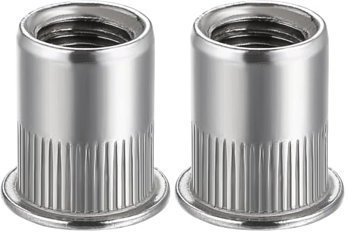 Image of Wensilon Rivet Nut 1 /4 inch-20UNC 100Pcs Stainless Steel 304 Finish Flat Head Rivnut Threaded Insert Nut Knurled Body (Pack of 2)