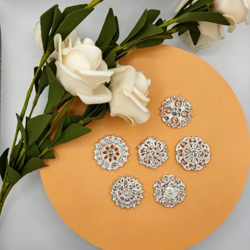 Image of 12 /36 Pieces Wedding Bouquet Brooches for Women Fashion, Rhinestone Bulk Flower Brooch Pins for Crafts