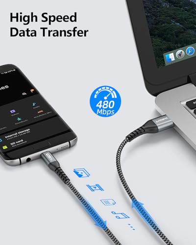 SUNGUY Micro USB Cable, 【3Pack 0.3M】 Nylon Braided USB Micro Charging Cable Fast Charger Cable Lead for Samsung S6 S7 Edge,Tab 4,Moto E4 G5S Plus,Sony Xperia Z3 Z5,Kindle HD,PS4,Xbox,Huawei Honor 7X