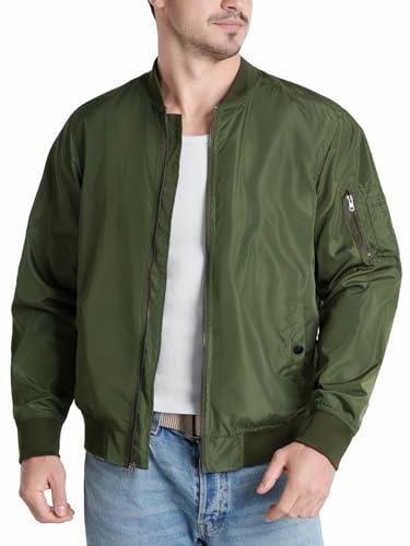 Flyplus Mens Bomber Jacket Lightweight Windproof Water-resistant & Breathable Windbreaker with 4 Pockets