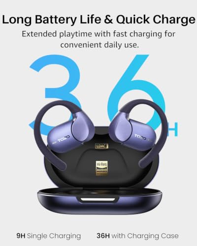 Image of TOZO Open X2 Pro AI Smart Open Ear Earbuds, LCD Digital Screen Stereo Sound