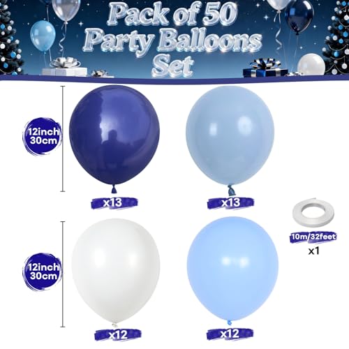 Image of Dusty Blue Balloons Denim Pastel Light Blue White Balloons Retro Jean Slate Haze Fog Pale Balloon Set for Kids Boys Baby Shower Bridal Birthday Wedding Gender Reveal Graduation Party Decorations