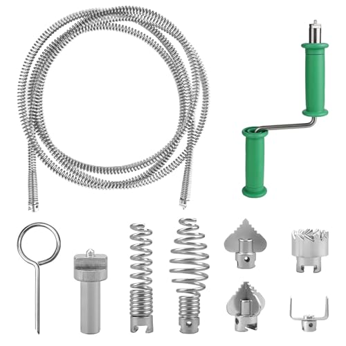 Rzspher Spirala do czyszczenia rur 3 m, spiralny odpływ, czyszczenie rur 12 mm, z 6 sztukami spirali do czyszczenia odpływów, do usuwania zatkania, kanalizacji, wanny