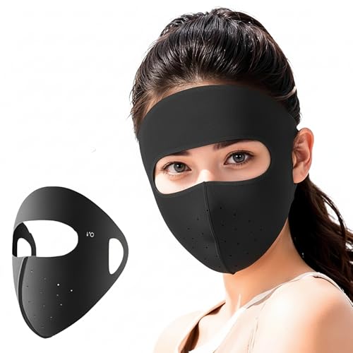 Image of Tomorrow Fashion Full Face Mask for Sun Protection, 3D Face Cover for Women, UPF 50+ Summer Face Mask for Women, Breathable Ice Silk Cooling Sun UV Face Reusable Mask for Biking, Driving BLACK