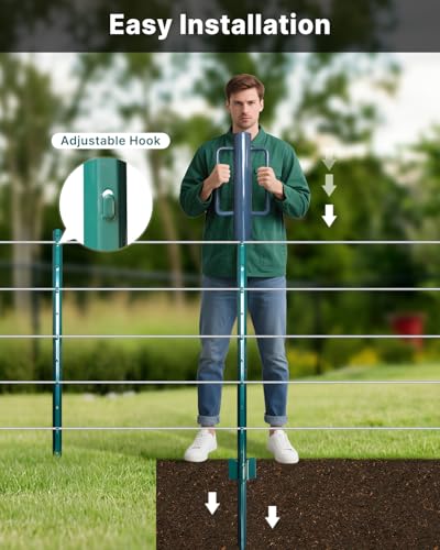 ARIFARO Zaunpfosten 152cm Robuste Metallpfosten, Packung mit 10, Kein Graben Garten U-Pfosten für Drahtzaun Stahlpfosten für Hof, Outdoor-Draht