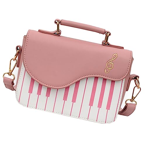 Sac bandoulière carré rose brodé en similicuir PU rigide pour femme