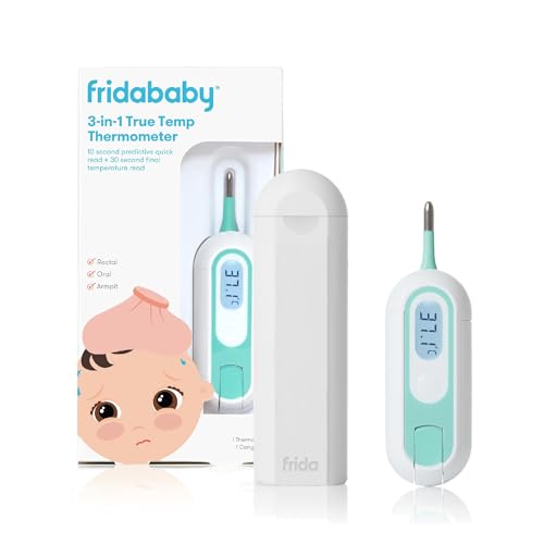 Frida Baby 3-in-1 Rectal Underarm & Oral Thermometer for Kids Digital Baby Thermometer for Infants Toddlers & Kids Quick & Accurate Temperature Check Includes Carrying Case for Storage