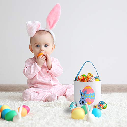 Image of Easter Bunny Basket for Kids - Easter Tote Bag with Handle for Egg Hunting