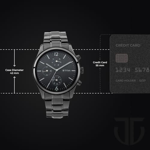 Image of Titan Workwear Quartz Multifunction Black Dial Black Metal Strap Watch For Men - NT1805NM02