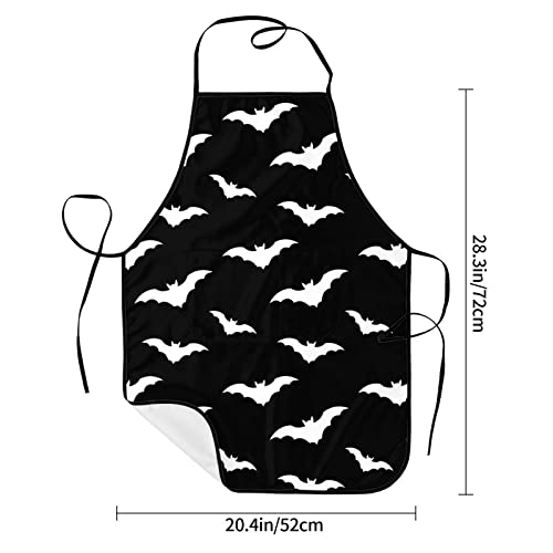Senheol Halloween Bats On Black Aprons Kitchen Chef Waterproof Adjustable Funny Apron For Bbq With Pockets For Men Women #TOP4