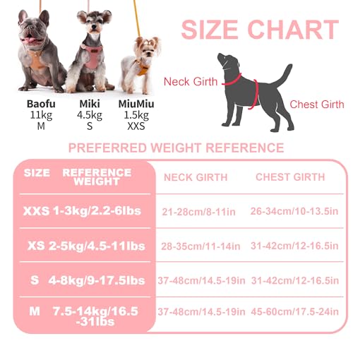 Puppytie No Pull xs Dog Harness with Multifunction Dog Leash,Soft Adjustable No Choke Escape Proof Pet Harness Vest,Pink,XS - Image 6