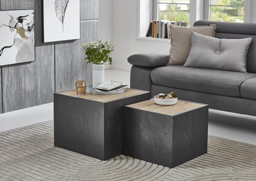 BMG Möbel Wohnzimmer Couchtisch 2er Set in Würfelform, stapelbar, 50 x 50...