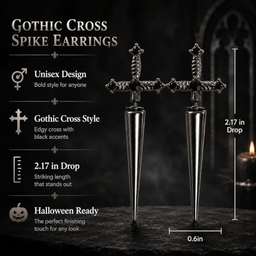Halloween Goth Earrings for Women Men Dagger Sword Earrings Gothic Jewelry Vintage Punk Style Festival Gifts Grunge Accessories by Joyline - Used condition - Image 5