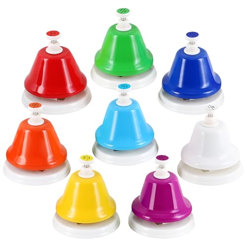 Eastrock Desk Bells, Hand Bells Set 8 Note Diatonic Musical Bells for Adults, Used for Festival, Church Chorus, Wedding, Party