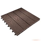 Floordirekt WPC Fliesen 30x30 cm, 1m² = 11 Terrassenfliesen, Klickfliesen, Balkonfliesen in Holzoptik - Bodenbelag für Balkon & Terrasse - wetterfest mit Drainagefunktion | Noble | Braun