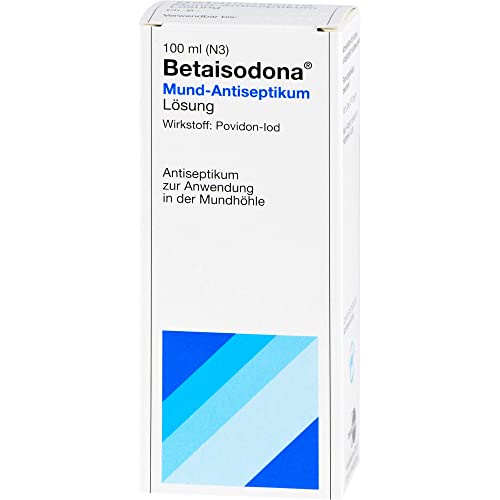 Betaisodona® Mund-Antiseptikum 100 ml, Lösung gegen Bakterien, Pilze oder Viren zum Gurgeln und Spülen, mit PVP-Iod – gut verträglich für die Schleimhaut – milder Geschmack – färbt Zähne nicht