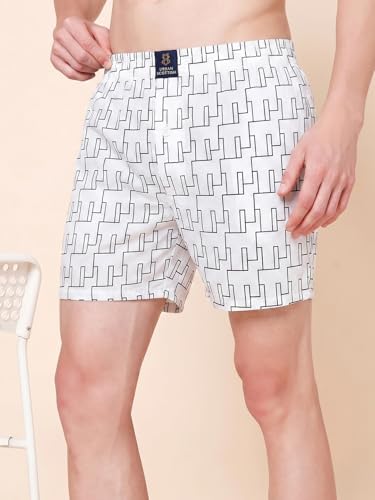 Image of Urban Scottish Men's Pack of 2 Cotton Printed Boxers with Side Pockets
