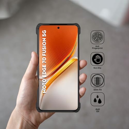 Image of Polycarbonate Crystal Clear Back Cover for Motorola Moto Edge 70 Fusion 5G | 360 Degree Protection | Shock Proof Design | Transparent Back Cover for Moto Edge 70 Fusion 5G - Black Bumper