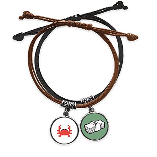 Pulsera Little Crab en cuero premium con cadena de mano pixelada y cuerda