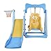 4 w 1 zjeżdżalnia dla dzieci, zjeżdżalnia i huśtawka, zjeżdżalnia ogrodowa dla dzieci z koszem do koszykówki, wolnostojąca zjeżdżalnia do wewnątrz i na zewnątrz, dla małych dzieci, do aktywności, kolor niebieski i żółty
