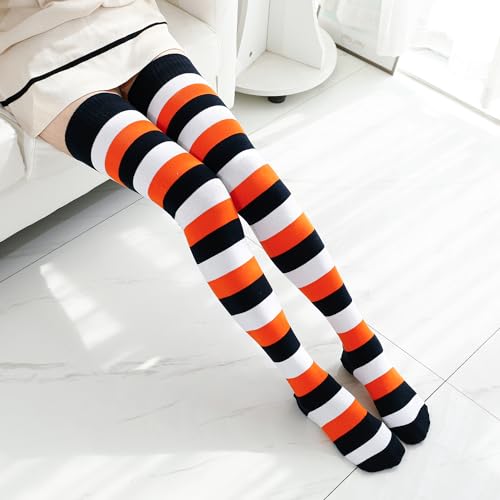 Image of Kayhoma Extra Long Cotton Stripe Thigh High Socks Over the Knee High Socks