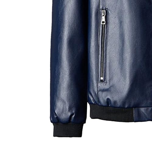 Blouson bomber bleu en similicuir pour homme DGKaxiyaHM veste légère ajustée 8XL - 4