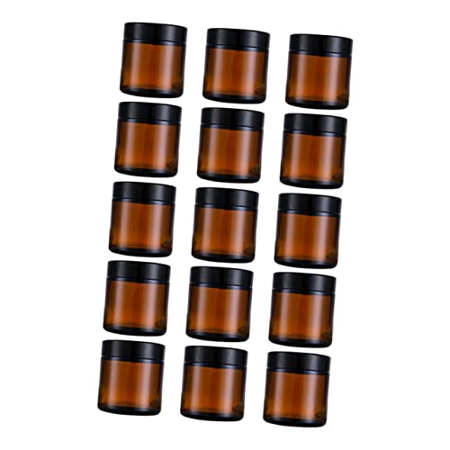 LOLIPPYY 15Piezas Botella de Crema Recargable de Vidrio para Cosméticos Almacenamiento de Viaje Material de Vidrio de Tapas Planas para Lociones y Mantecas