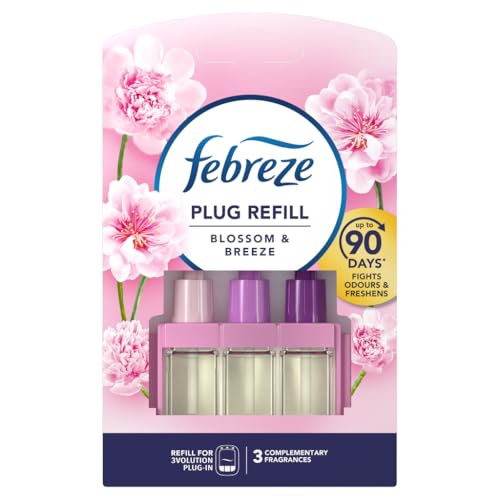 Febreze 3 Volution Air Freshener Plug In Refill 20 ML Blossom and Breeze, 3 Alternating Scents To Clean Away Odours 3 x 20 ml
