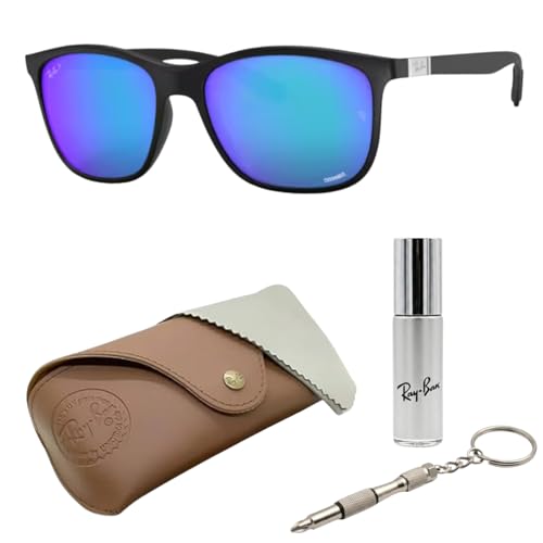 Image of Ray-Ban RB4330CH Chromance POLARIZED Square Shape Sunglasses for Men & Women with Official Eyewear Kit