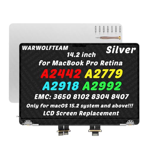 Image of for MacBook Pro A2442 A2779 A2918 A2992 LCD Screen, Silver | EMC 3650, EMC 8102, EMC 8304, EMC 8407, 14.2in, 3024 x 1964, LCD Screen Display Assembly Replacement