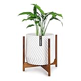 Soporte Plantas Madera para Planta Interior y Exterior, Base para Macetero Alto, Robusto y Ajustable, Soporte para Macetas Hecho de Bambú y Fácil de Montar, Base para Maceta Ecológico