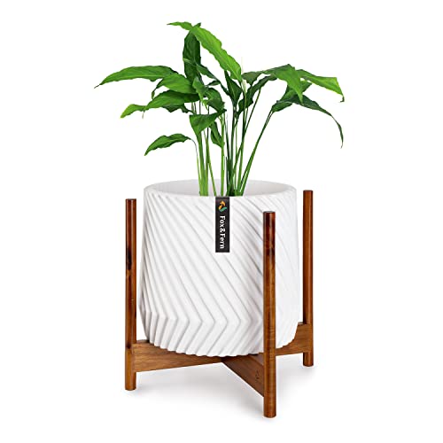 Fox & Fern Mid-Century Moderne plantenstandaard, zonder witte keramische sierpot