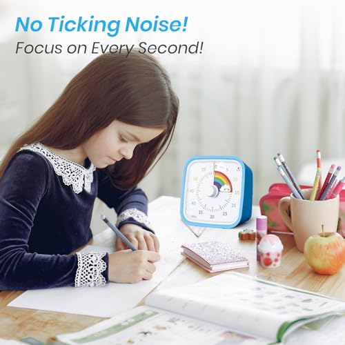 Yunbaoit Visual Timer with Protective Case, Rainbow Disk 60 Minute Countdown Timer for Kids and Adults, Silent Time Management Tool(Blue Rainbow) - Image 7