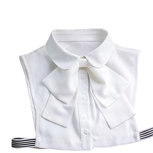 Shinywear Korean Women White Detachable Bow False Shirt Doll Collar Blouse Dickey