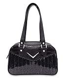 LiquorBrand Bonneville Bowler Purse with Chevron Logo (Crocodile and Black Sparkle)