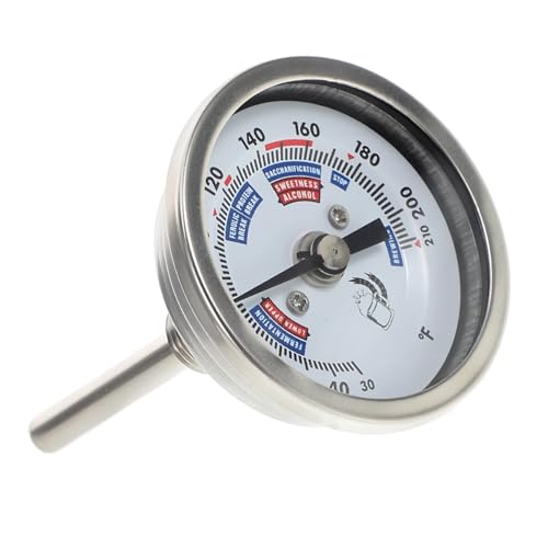 WOONEKY Thermomètre Professionnel Acier Inoxydable pour Vin et Brassage Précision Bimétallique Corrosion Lecture Facile pour de Température Vinification