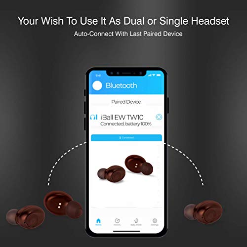 Image of iBall EarWear TW10 in-Ear Bluetooth Wireless Headphones with Protective Charging Case - Ruby Red