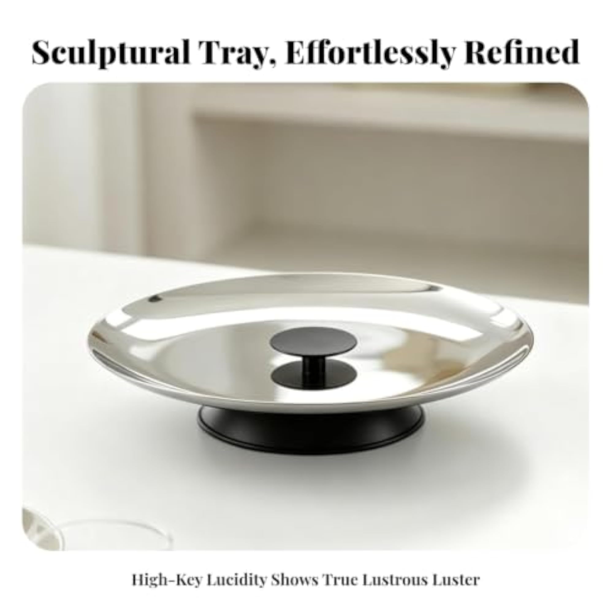 Polished Round Tray with Pedestal Base