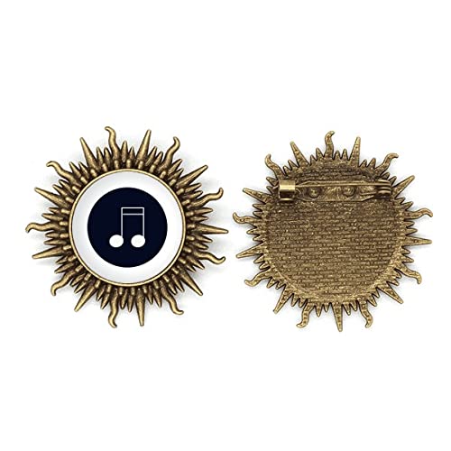 Broche en métal avec notes de musique dorée et double crochet
