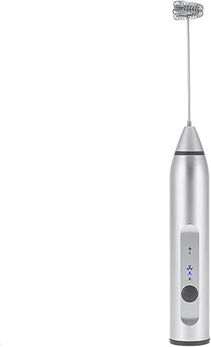 Miniatura 7 de Espumador de leche eléctrico, espumador de capuchino eléctrico recargable, profesional para restaurante y hogar (plata)
