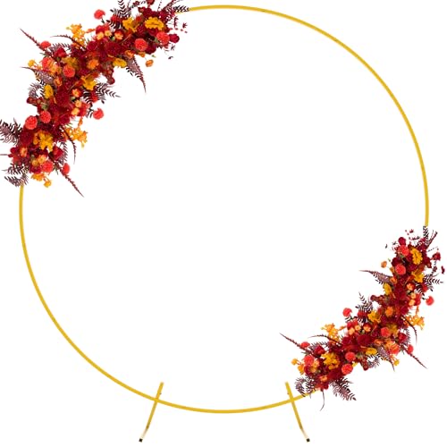 Image of Fomcet 6.6ft Round Backdrop Stand Gold Circle Arch Metal Wedding Arch | Circle Backdrop Stand Round Arch Stand Balloon Arch Frame for Wedding Ceremony Birthday Party Baby Shower Bridal Decorations