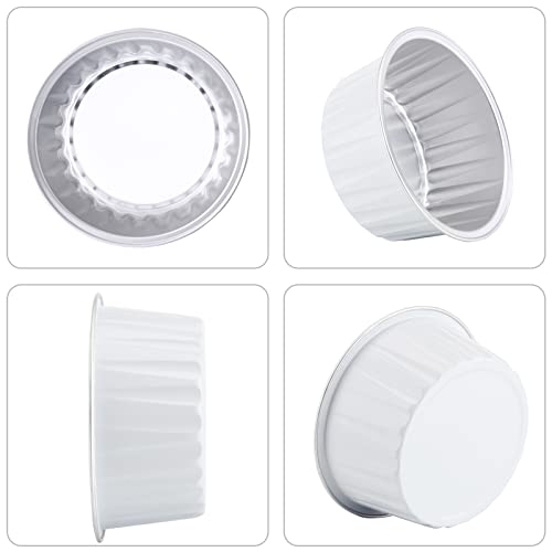Ramekin Baking Cups, Eusoar 30Pcs 5Oz Aluminum Foil Muffin Liners Cupcake Baking Cups With Lids, Mini Pie Pans With Lids, Disposable Foil Baking Cups Containers For Creme Brulee Or Cupcake-White #TOP3
