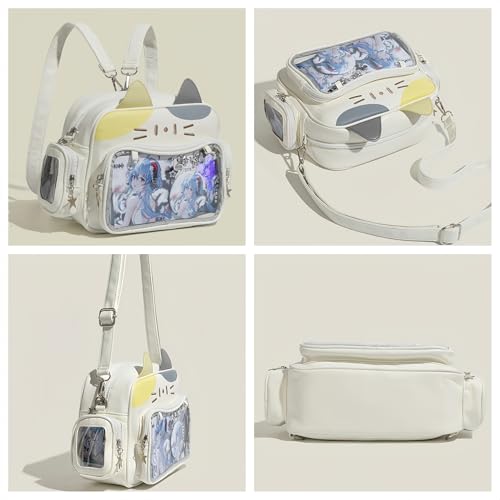 Image of Kawaii Ita Bag Backpack with Insert Cute Cat Crossbody Shoulder Bag Big Capacity Japanese Pin Display Bag (Tricolor)