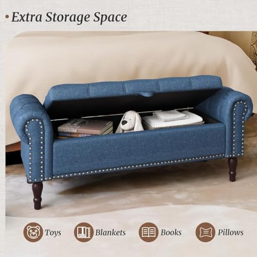 Image of Elegant Couch Luxury Living Room Furniture Upholstery Comfortable Seating Classic Design Neutral Color Palette Home Decor Elegance Inviting Lounge Furniture (Blue)