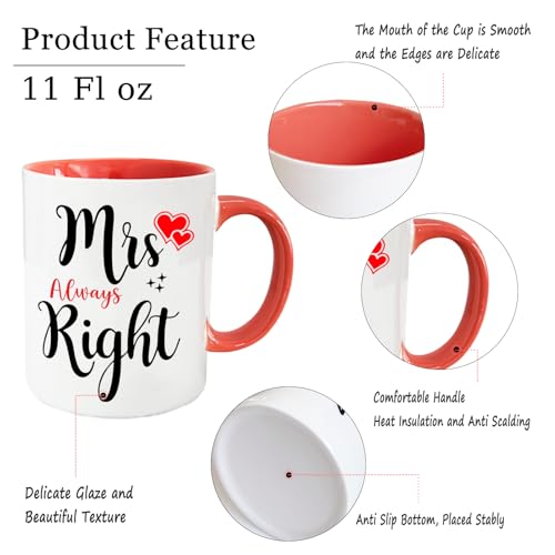 Wedding-Gifts-MrRight-Mrs-Always-Right-for-Couples-Coffee-Mugs-Set-Husband-and-Wife-Anniversary-Present-Bridal-Shower-Gifts-Engagement-Gifts-for-His-and-Hers-11-Oz-Black-Pink Wedding Gifts MrRight Mrs Always Right for Couples Coffee Mugs Set Husband and Wife Anniversary Present Bridal Shower Gifts Engagement Gifts for His and Hers 11 Oz Black Pink