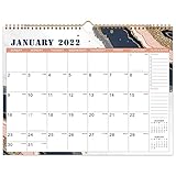 2022 Calendar - 18 Monthly Calendar with Thick Paper, 14.6' x 11.5', Jul. 2021 - Dec. 2022, Twin-Wire Binding + Hanging Hook + Unruled Blocks with Julian Date, Horizontal - Pink