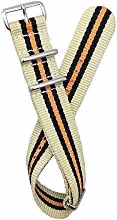 NewLife 22mm Tan/Black/Orange Strap | Vintage Old Style Watchstrap Nylon Fabric Replacement Watchband that brings to Any Watch (For Men and Women)